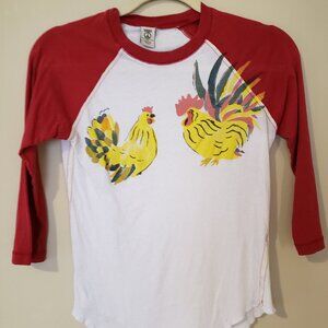 Womens Lucky Rooster 3/4 Baseball Shirt